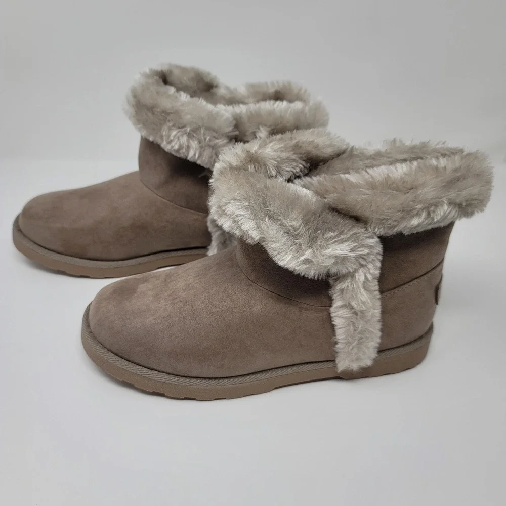 Makalu YADRA‎ Taupe Brown Faux Fur Lined Winter Ankle Boots Booties Women's Sz 8 - Picture 3 of 12